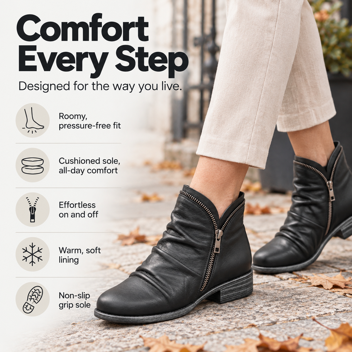 Melinda | Comfortable Ankle Boots
