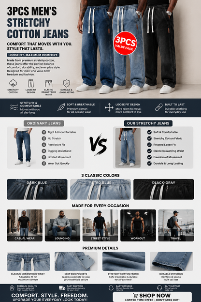 MEN'S STRETCHY COTTON JEANS