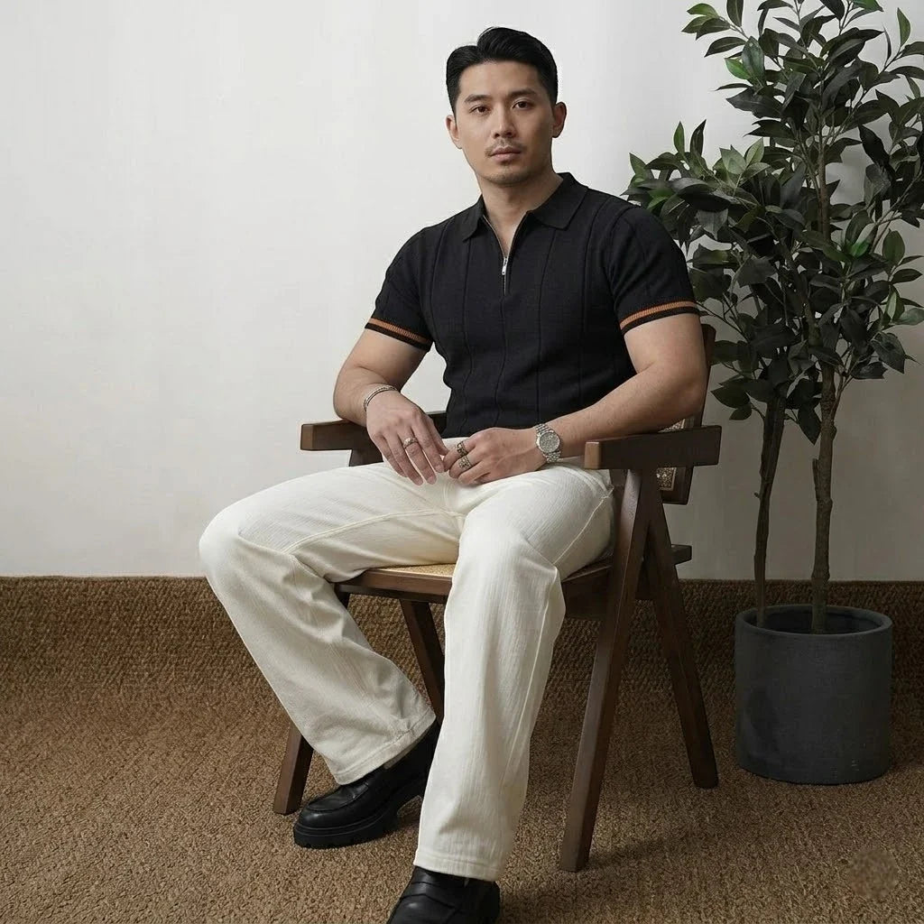 EROS | Tipped Cuff Zip Polo Shirt