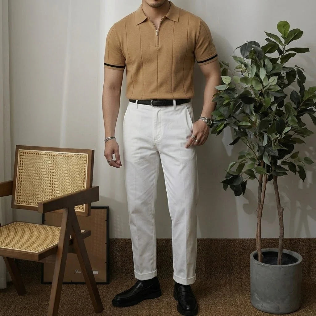 EROS | Tipped Cuff Zip Polo Shirt