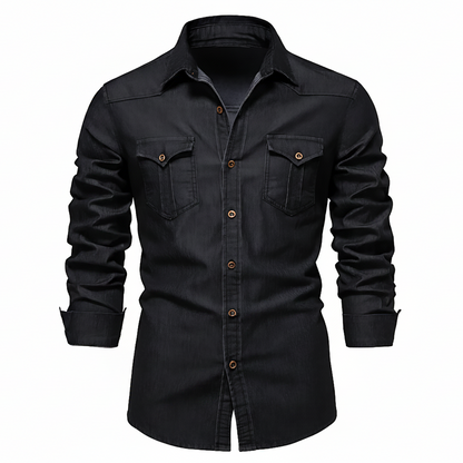 AdaptiveFit Cotton Denim Shirt: Tailored For Men